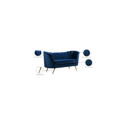 Margo Navy Velvet Loveseat