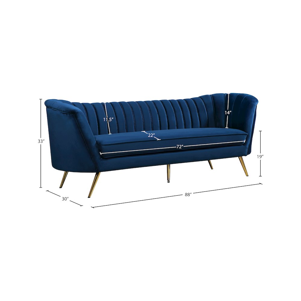 Margo Navy Velvet Sofa