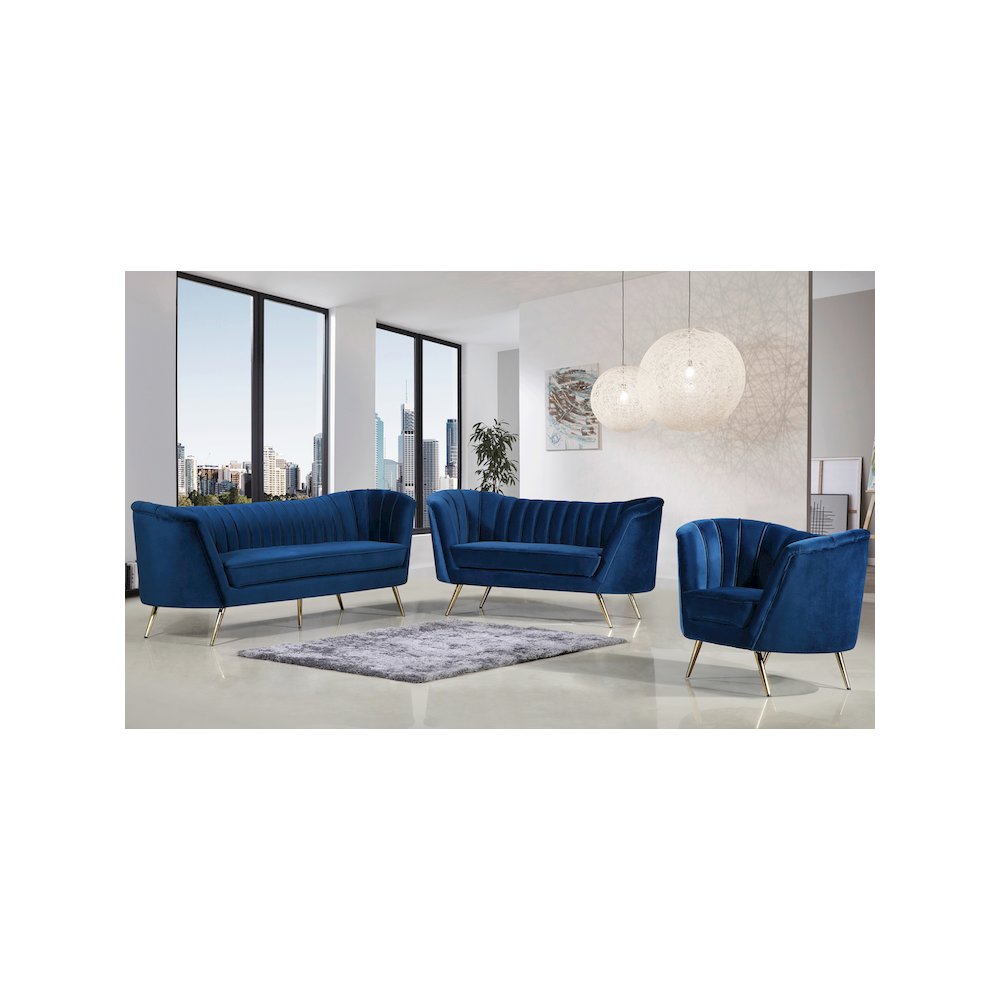 Margo Navy Velvet Sofa