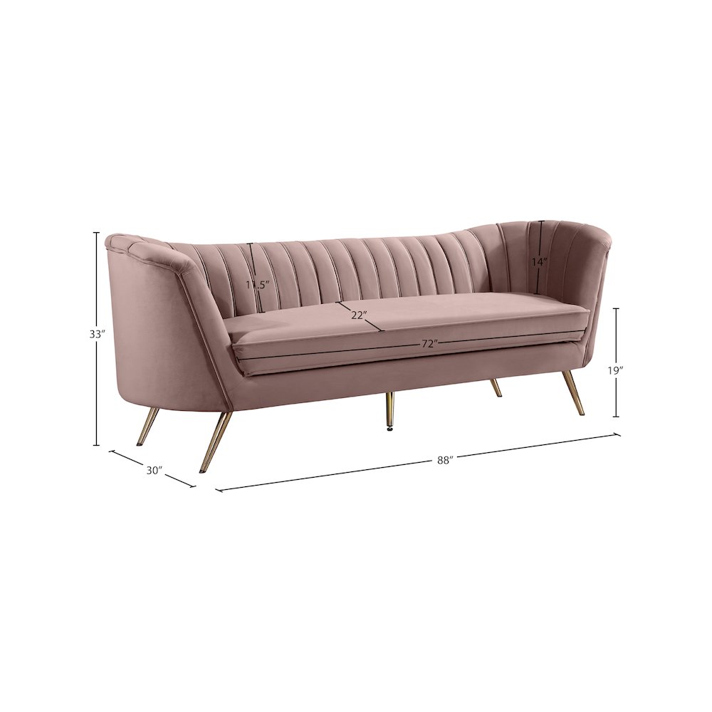 Margo Pink Velvet Sofa