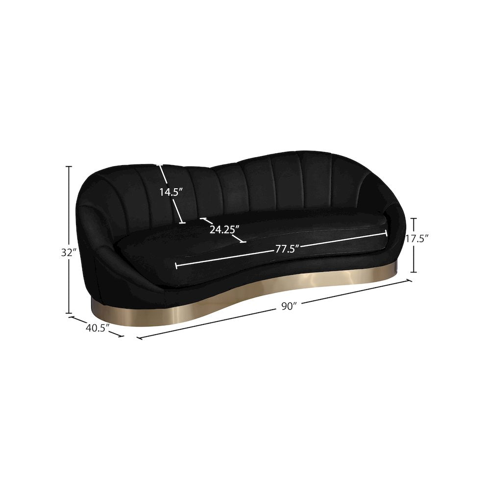 Shelly Black Velvet Sofa
