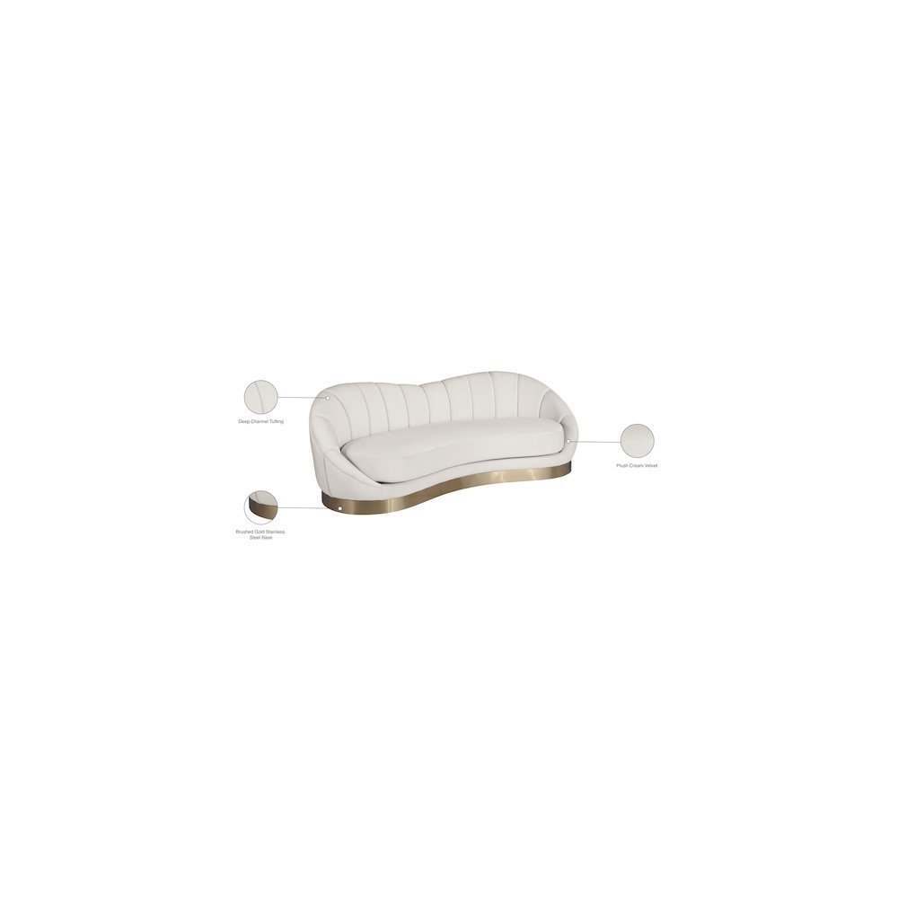 Shelly Cream Velvet Sofa