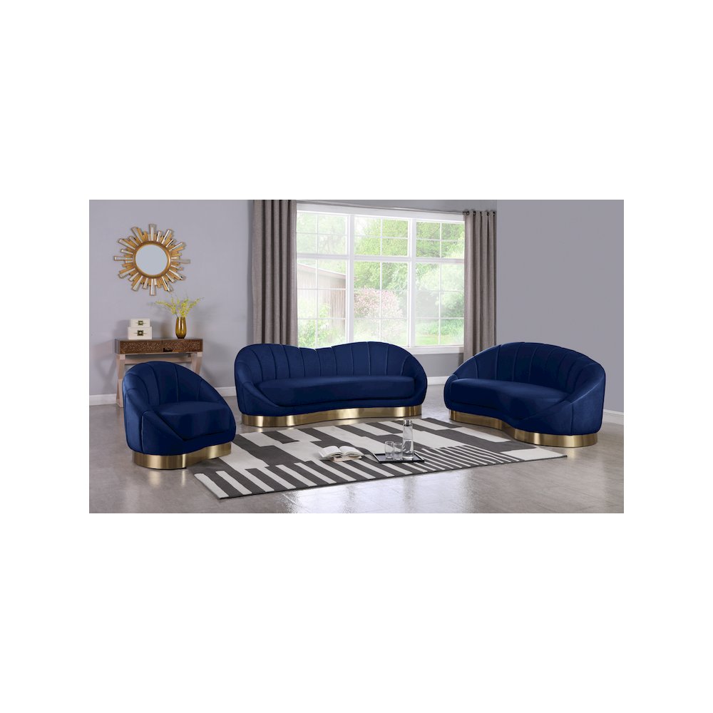 Shelly Navy Velvet Chaise