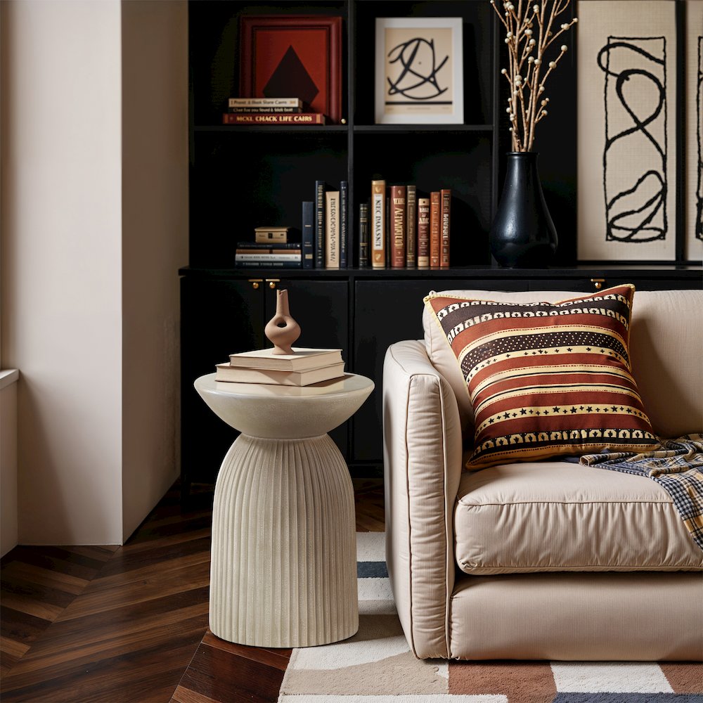 Opani Beige Concrete Indoor/Outdoor End Table