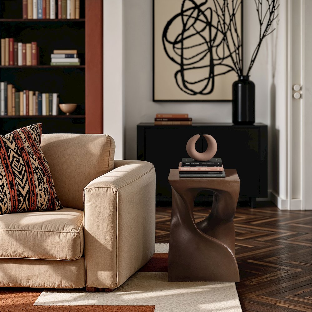 Jula Brown Concrete Indoor/Outdoor End Table