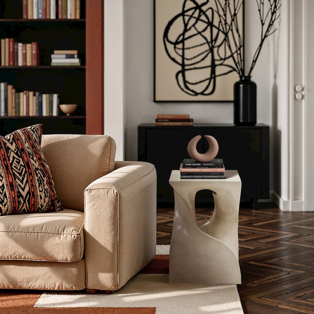 Jula Beige Concrete Indoor/Outdoor End Table