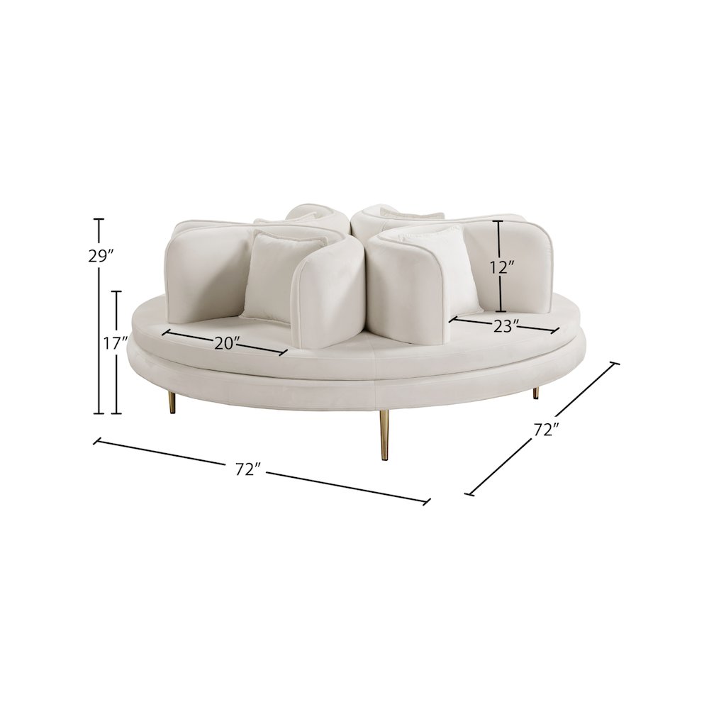 Circlet Cream Velvet Round Sofa Settee