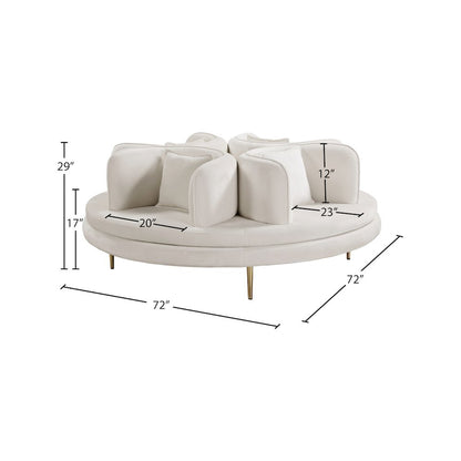 Circlet Cream Velvet Round Sofa Settee