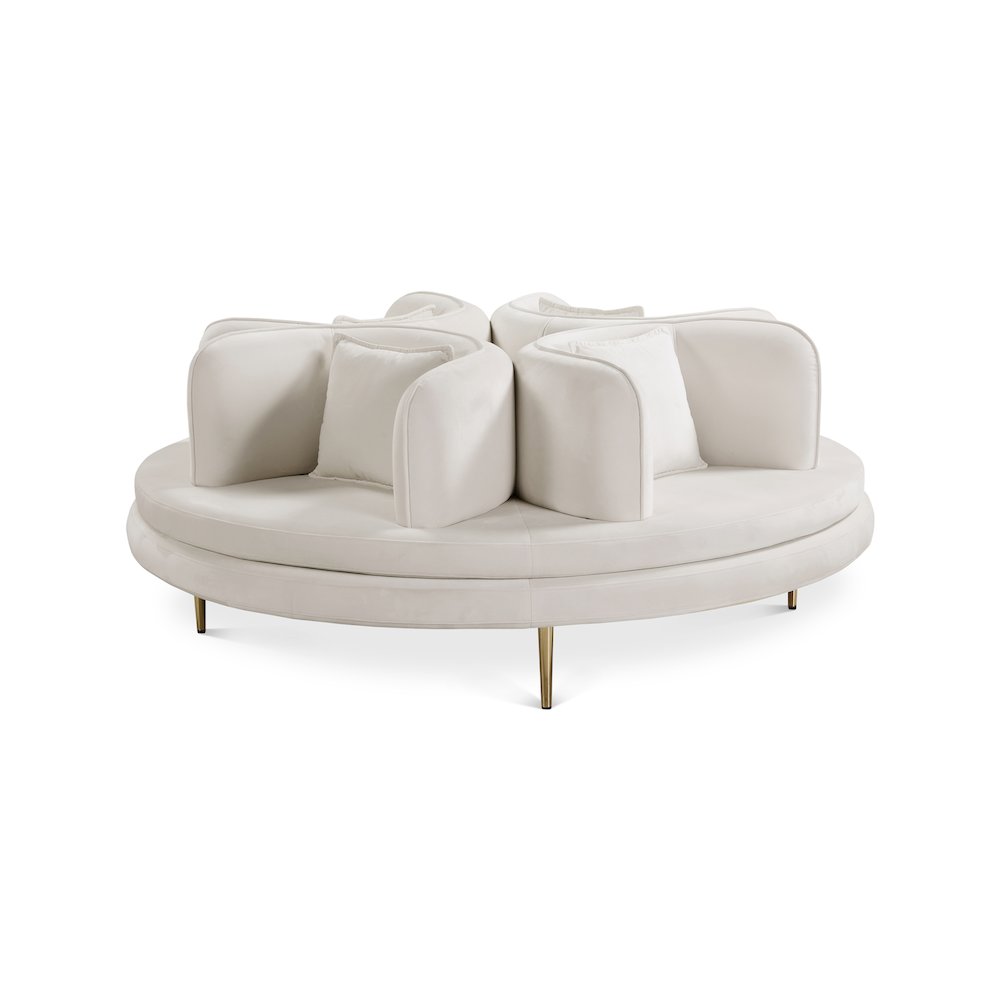 Circlet Cream Velvet Round Sofa Settee