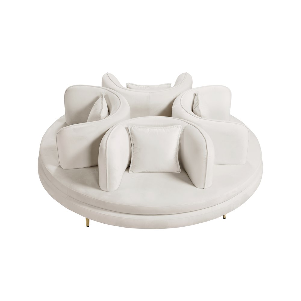 Circlet Cream Velvet Round Sofa Settee