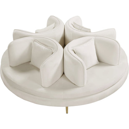 Circlet Cream Velvet Round Sofa Settee