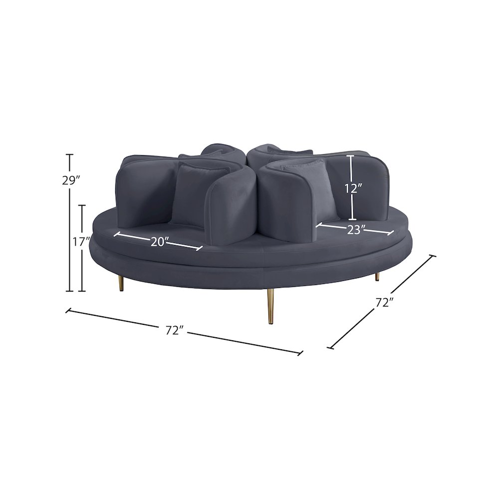 Circlet Grey Velvet Round Sofa Settee