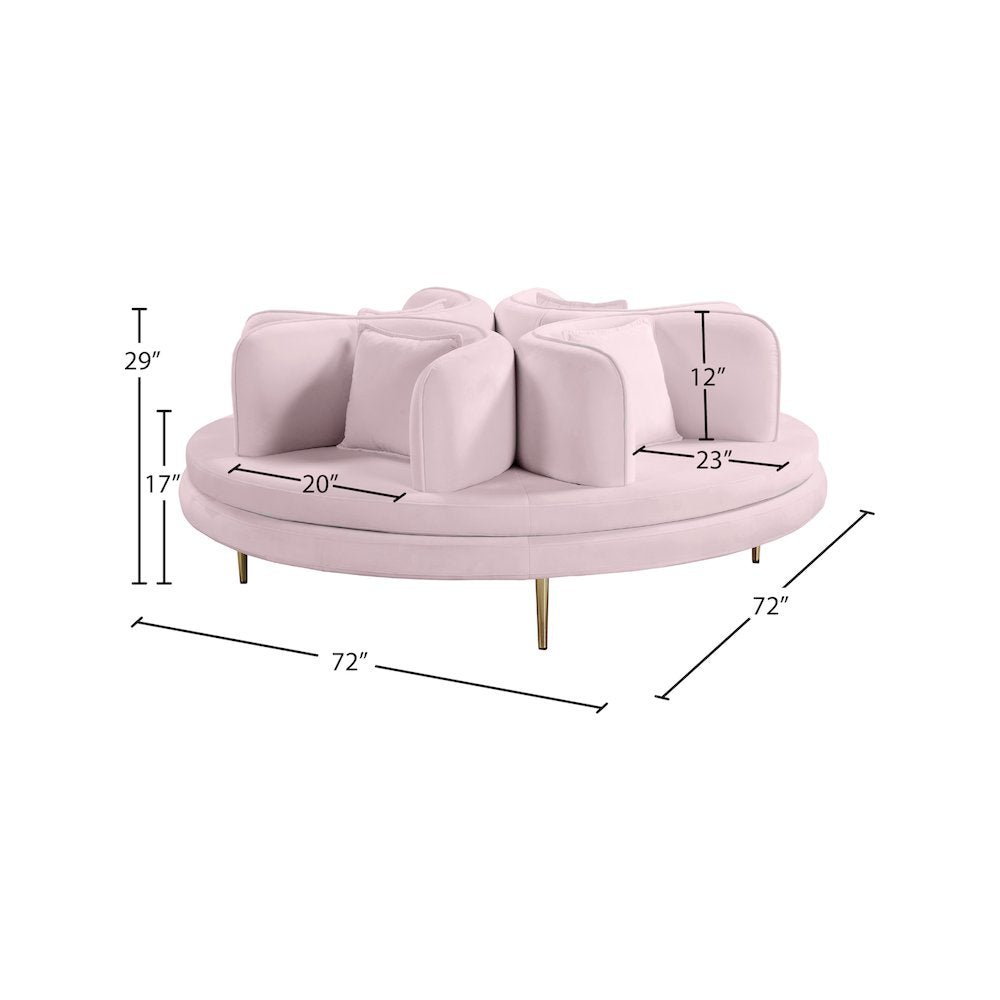 Circlet Pink Velvet Round Sofa Settee