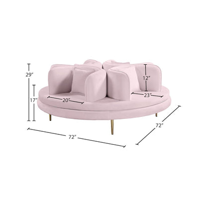 Circlet Pink Velvet Round Sofa Settee