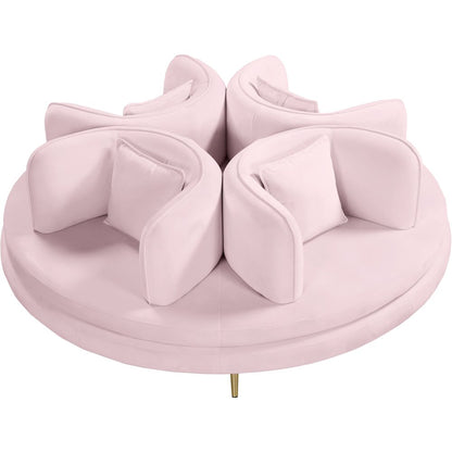 Circlet Pink Velvet Round Sofa Settee