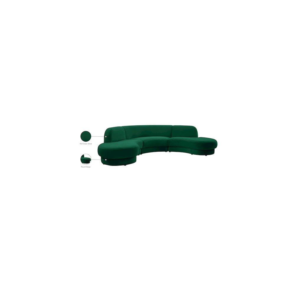 Rosa Green Velvet 3pc. Sectional