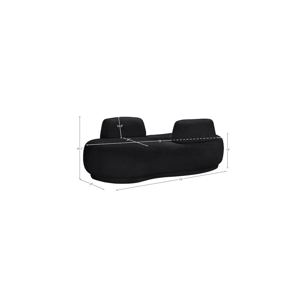 Argyle Black Teddy Fabric Chaise/Loveseat