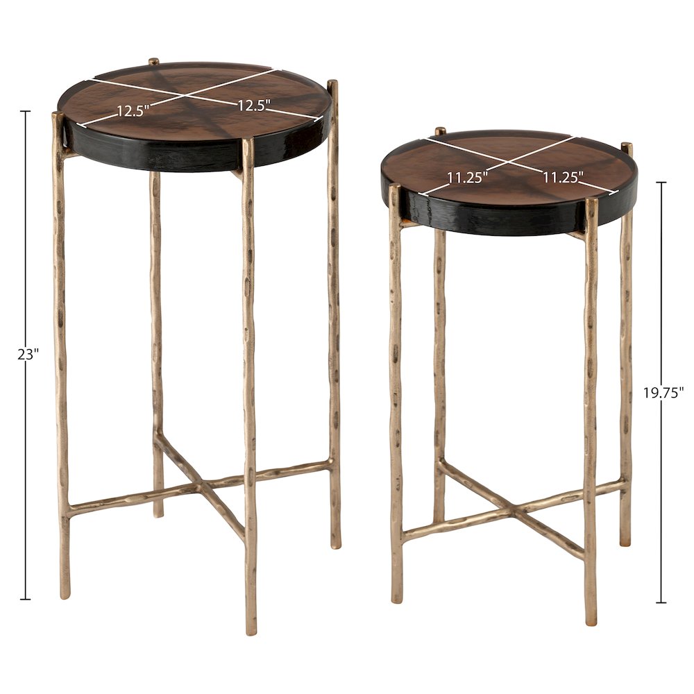 Vetra Brass Recycled Glass Top And Iron Base Bunching End Table