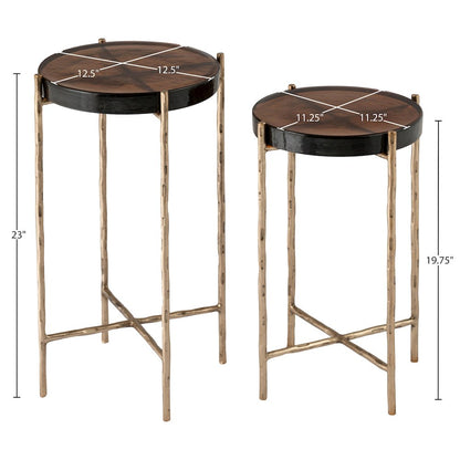 Vetra Brass Recycled Glass Top And Iron Base Bunching End Table