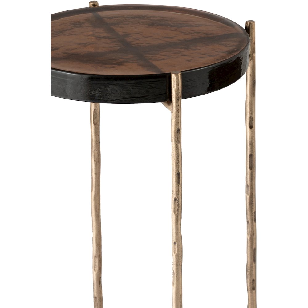 Vetra Brass Recycled Glass Top And Iron Base Bunching End Table