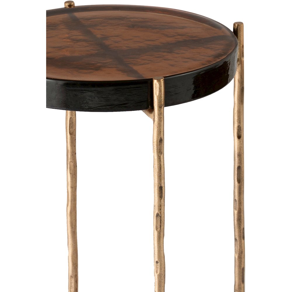 Vetra Brass Recycled Glass Top And Iron Base Bunching End Table
