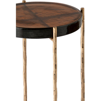 Vetra Brass Recycled Glass Top And Iron Base Bunching End Table