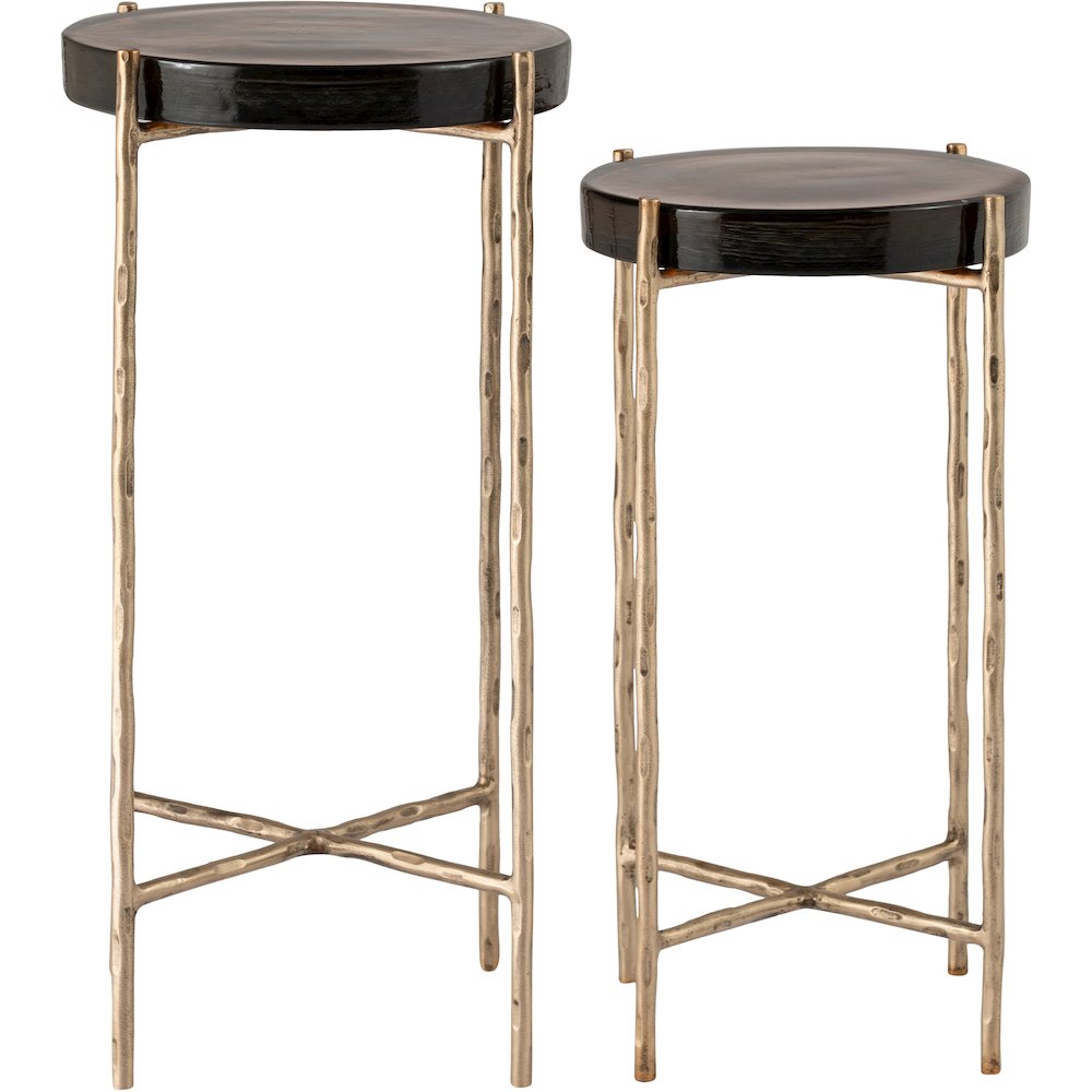 Vetra Brass Recycled Glass Top And Iron Base Bunching End Table