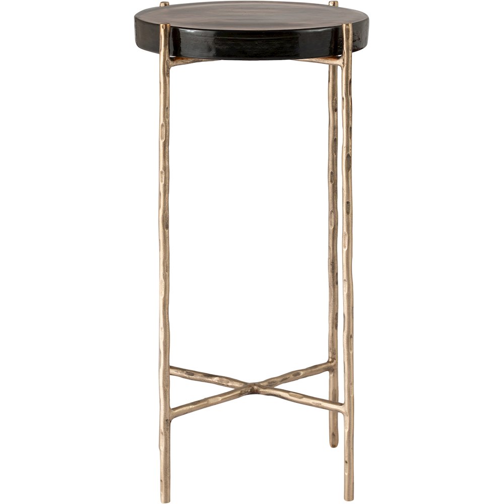 Vetra Brass Recycled Glass Top And Iron Base Bunching End Table