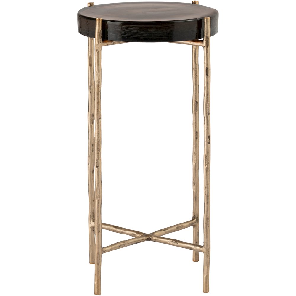 Vetra Brass Recycled Glass Top And Iron Base Bunching End Table