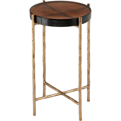 Vetra Brass Recycled Glass Top And Iron Base Bunching End Table