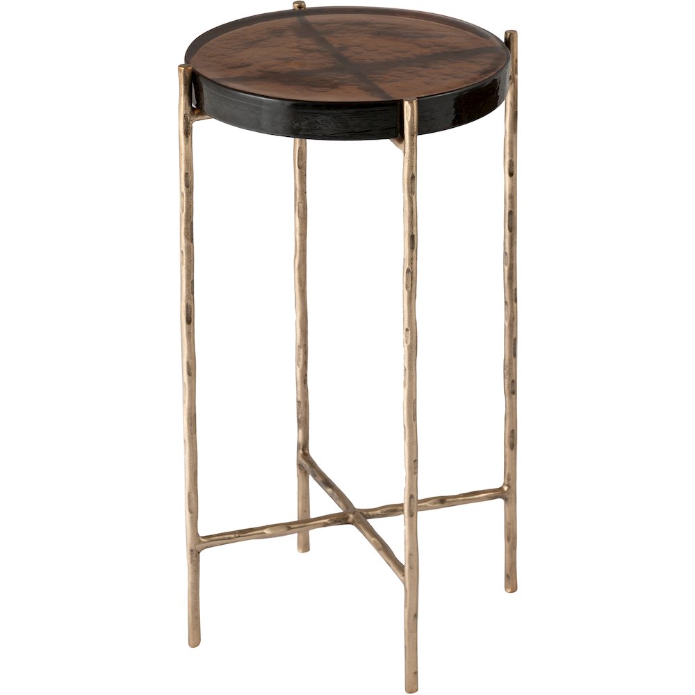 Vetra Brass Recycled Glass Top And Iron Base Bunching End Table