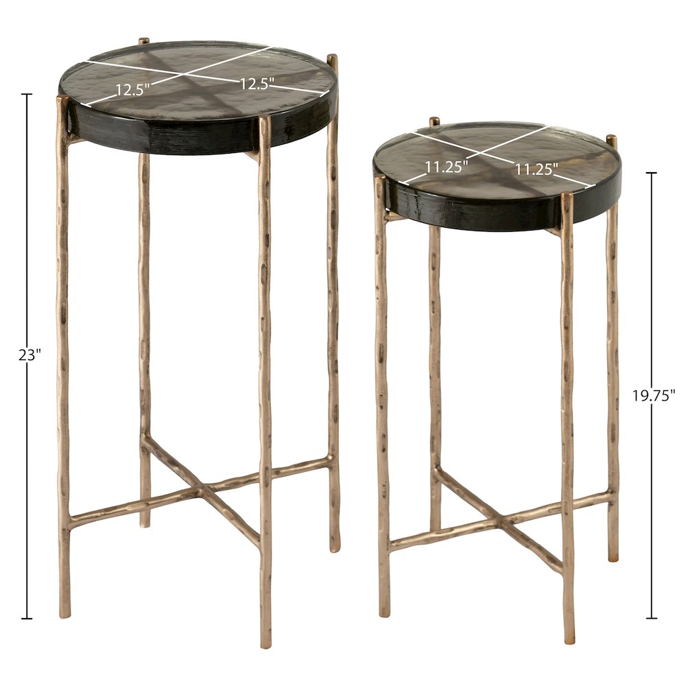 Vetra Brass Recycled Glass Top And Iron Base Bunching End Table