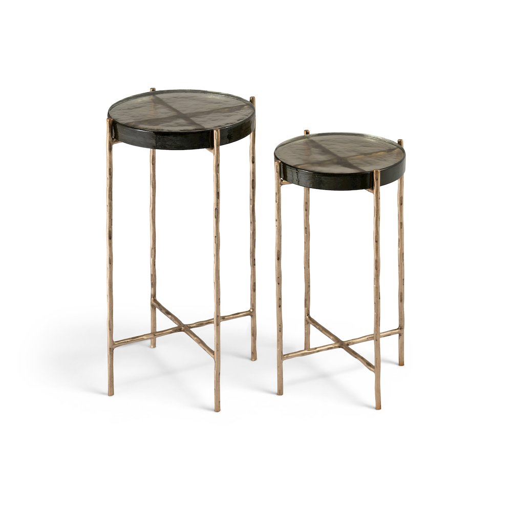 Vetra Brass Recycled Glass Top And Iron Base Bunching End Table