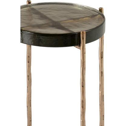Vetra Brass Recycled Glass Top And Iron Base Bunching End Table