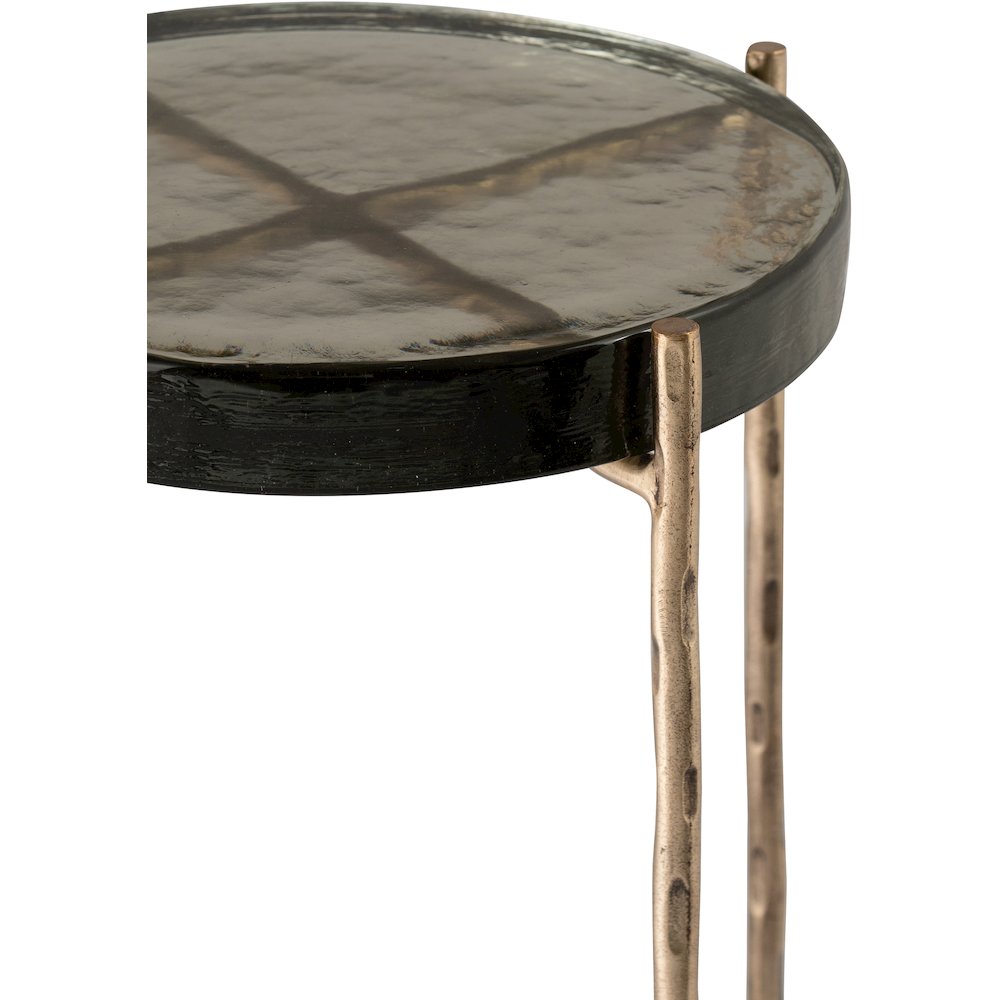Vetra Brass Recycled Glass Top And Iron Base Bunching End Table