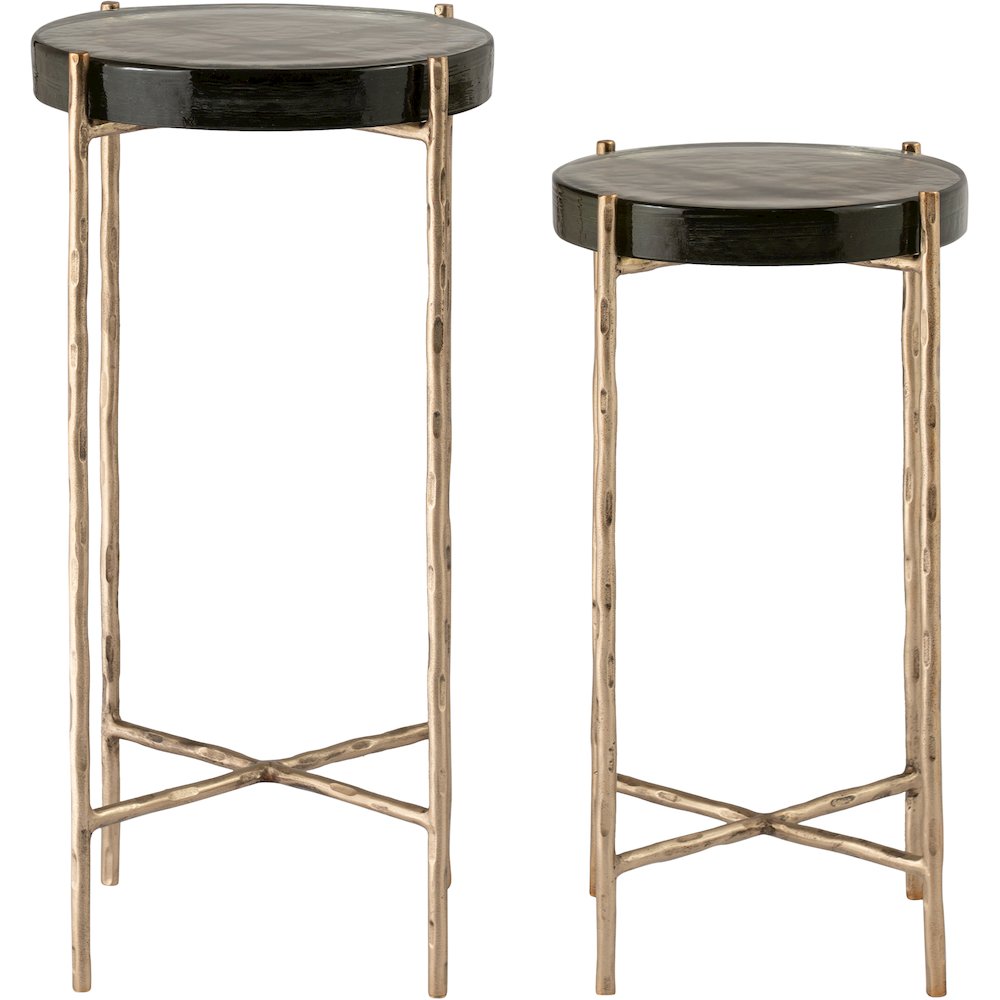 Vetra Brass Recycled Glass Top And Iron Base Bunching End Table