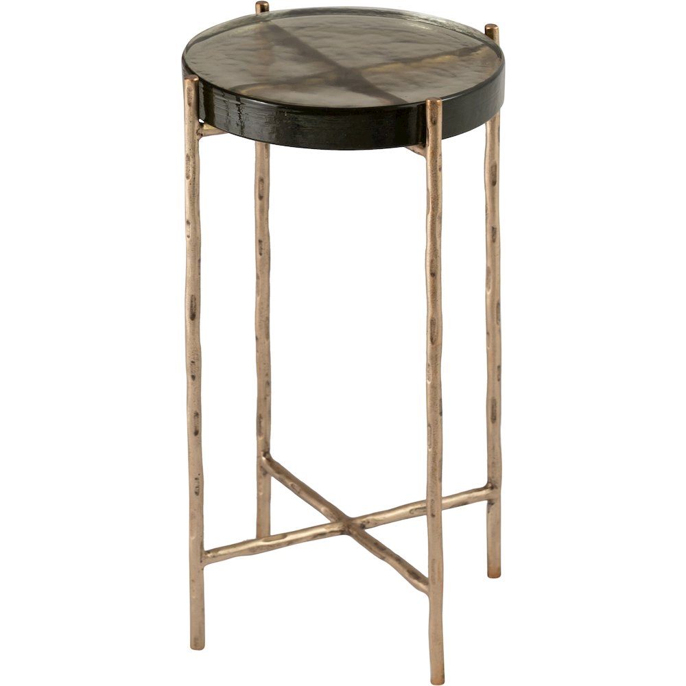 Vetra Brass Recycled Glass Top And Iron Base Bunching End Table