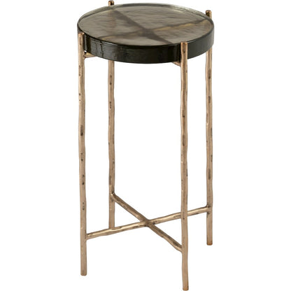 Vetra Brass Recycled Glass Top And Iron Base Bunching End Table