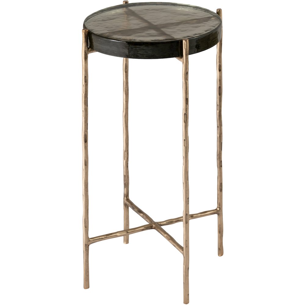 Vetra Brass Recycled Glass Top And Iron Base Bunching End Table