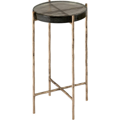 Vetra Brass Recycled Glass Top And Iron Base Bunching End Table