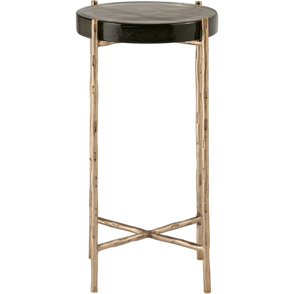 Vetra Brass Recycled Glass Top And Iron Base Bunching End Table