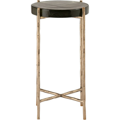 Vetra Brass Recycled Glass Top And Iron Base Bunching End Table