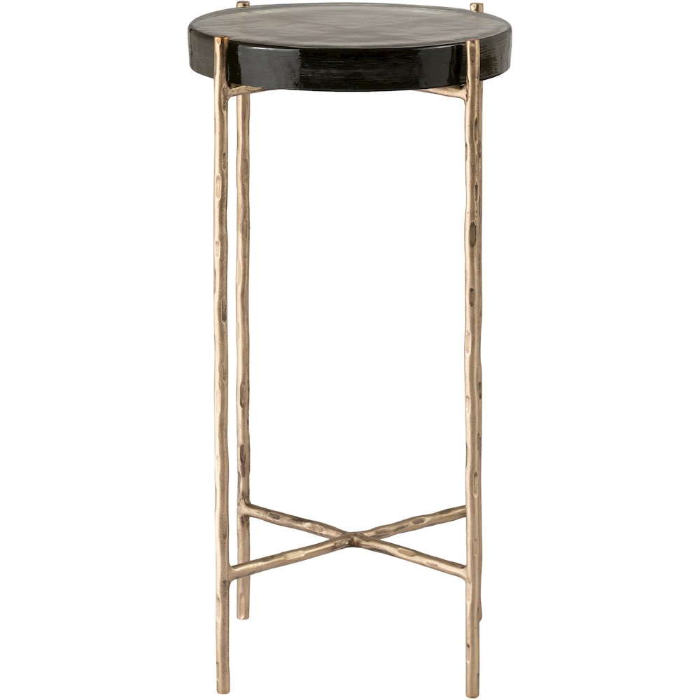 Vetra Brass Recycled Glass Top And Iron Base Bunching End Table