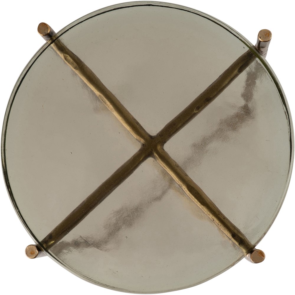 Vetra Brass Recycled Glass Top And Iron Base Bunching End Table