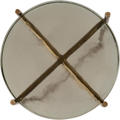 Vetra Brass Recycled Glass Top And Iron Base Bunching End Table