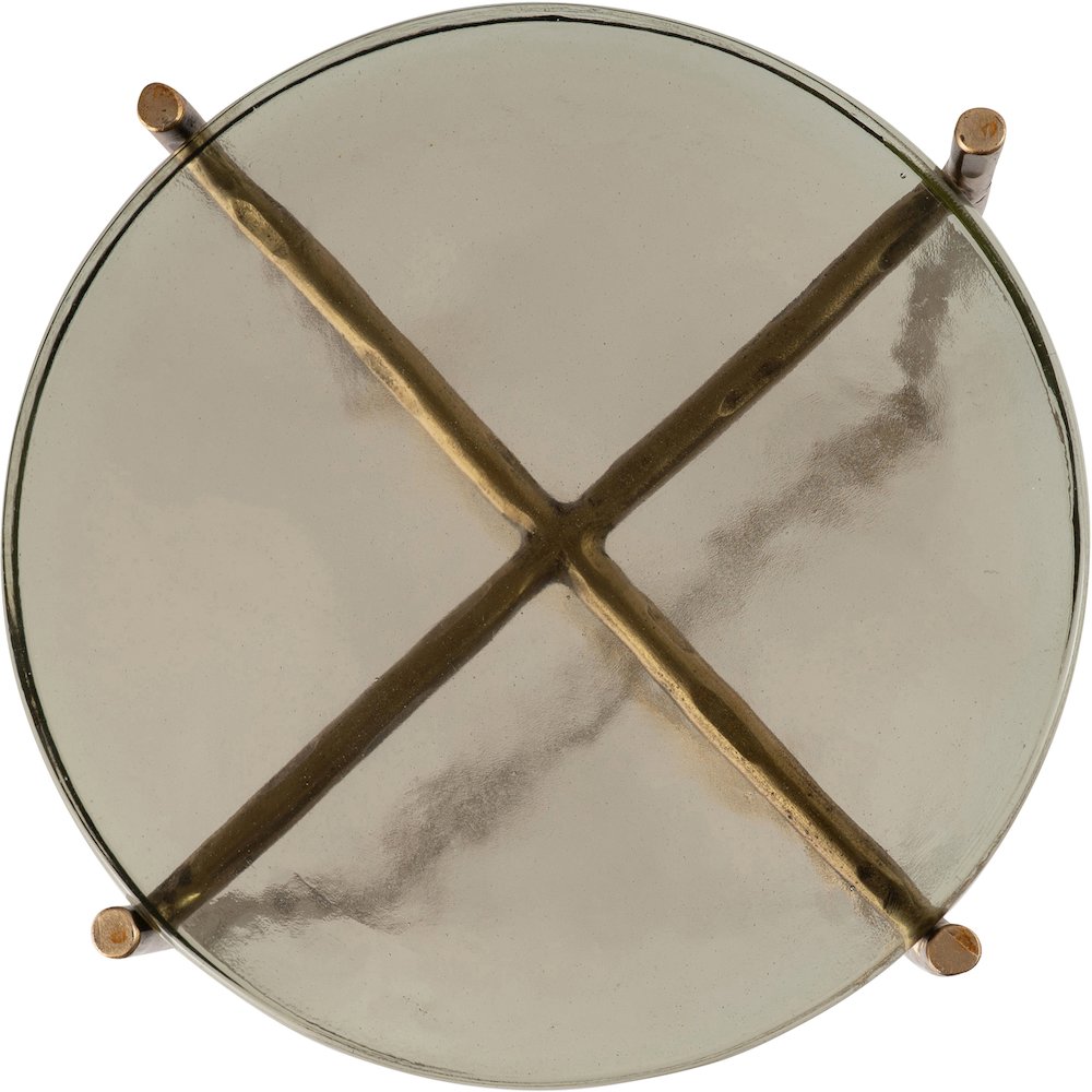 Vetra Brass Recycled Glass Top And Iron Base Bunching End Table
