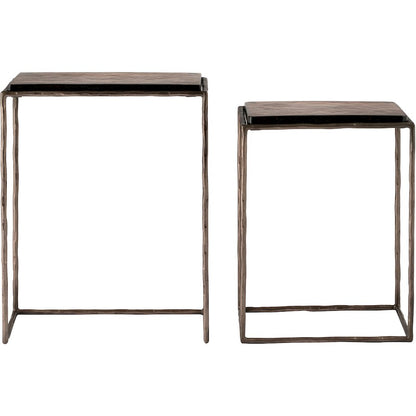 Calida Bronze Recycled Glass Top And Iron Base Nesting End Table