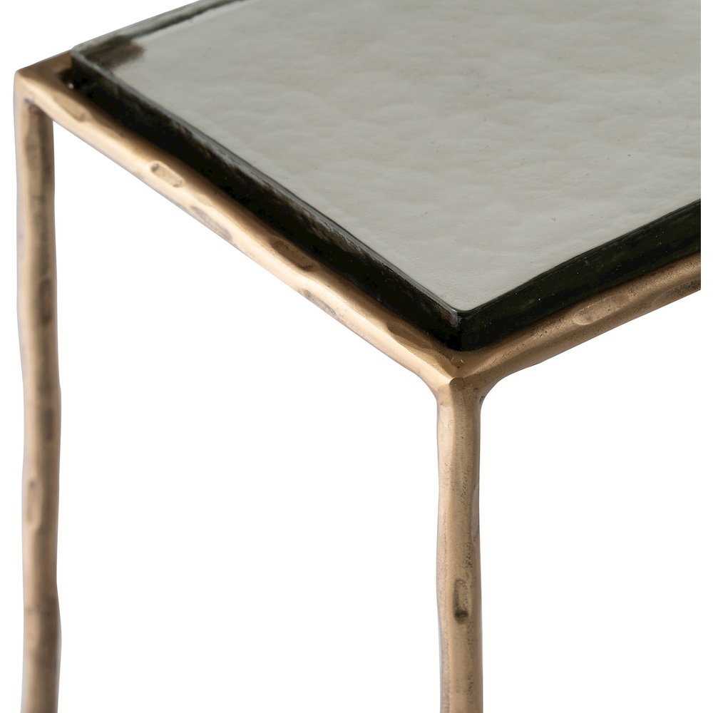 Calida Brass Recycled Glass Top And Iron Base Nesting End Table