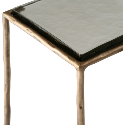 Calida Brass Recycled Glass Top And Iron Base Nesting End Table