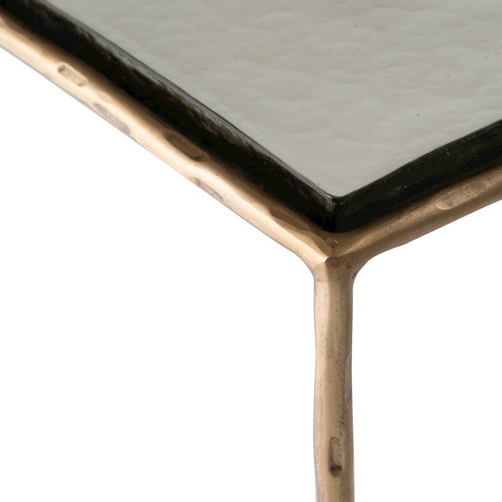 Calida Brass Recycled Glass Top And Iron Base Nesting End Table